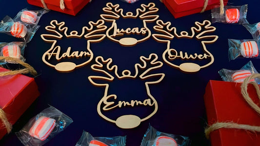 Personalized Christmas Ornaments/1st Christmas/reindeer Ornament/Xmas Decor/Wooden name cutout Ornament/2025 Ornament/Rustic Ornament