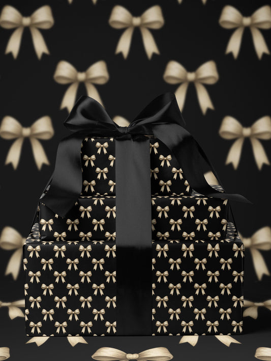 Classy Wrapping Paper Black Bow Gift Wrap Chic Wrapping Paper Wedding Gift for Her Birthday Present Bachelorette Gift Idea for Bridesmaid