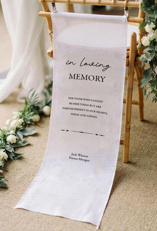 In Loving Memory Wedding Chair Sign,Personalized Memorial Wedding Banner, Custom Reserved Chair Sign,Remembrance Chair Banner, Wedding Decor