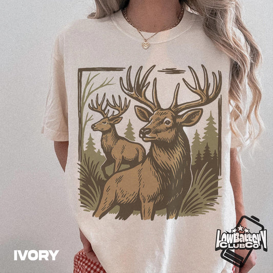 Retro Deer T-Shirt, Vintage Wildlife Graphic Tee, Rustic Nature Adventure Shirt, Gift for Animal and Hunting Lovers