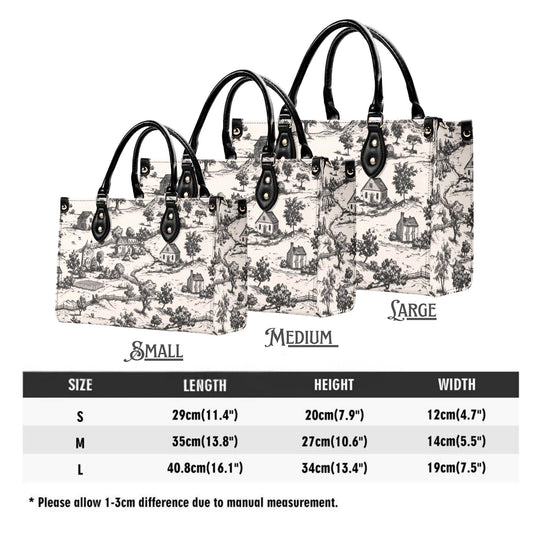 Noir Echo Toile | Tote Handbag | Top-Grain Leather Handbag | Vegan Leather | Shoulder Bag | Custom Tote Bag | Trend Gift | Top-Handle Purse