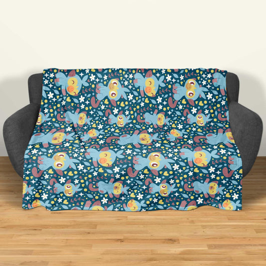 Grookey Fleece Blanket, Cute Kawaii Throw for Kids and Adults, Soft Cozy Cotton Bedding, Monkey Home Decor Gift, Grookey Blanket Gifts