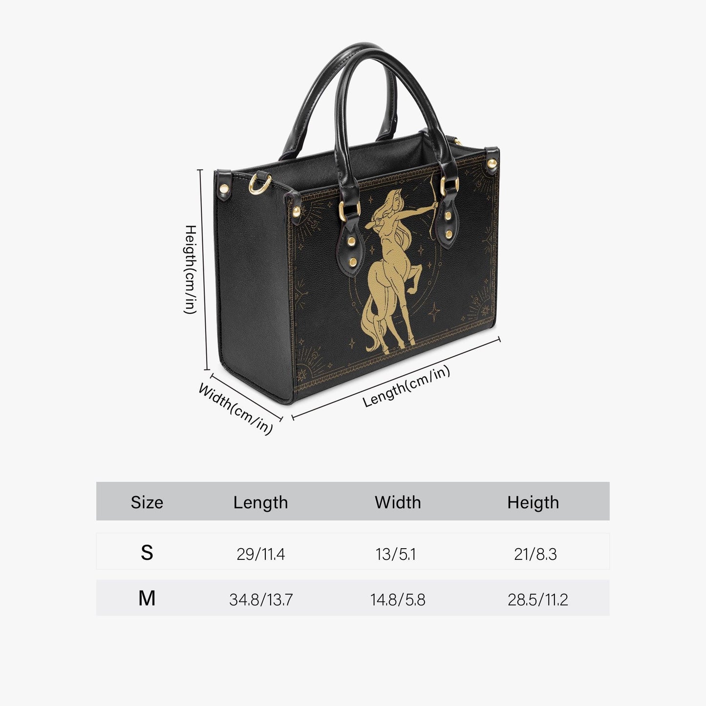 Sagittarius Zodiac Handbag | Celestial Archer Purse | Black Gold Astrology Bag | Mystical Moon Star PU Leather | Gift for Her