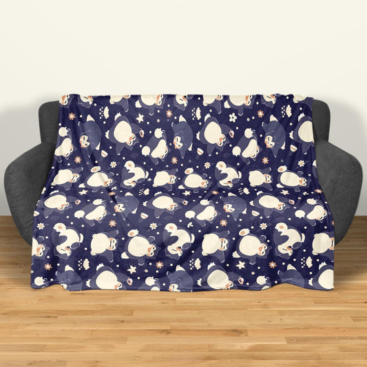 Snorlax Fleece Blanket, Cozy Throw for Kids and Adults, Soft Cotton Bedding, Cute Home Decor Gift