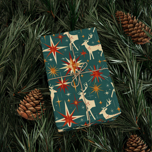 Christmas Wrapping Paper Roll - Festive Holiday Gift Wrap, Xmas Presents, Gift Packaging, Seasonal Decor, Red Green Winter Pattern