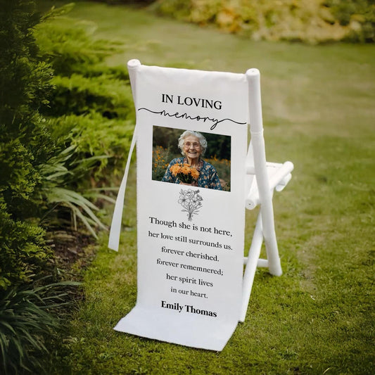 Personalized Memorial Wedding Chair Banner, We Saved You a Seat, In Loving Memory of Loved Ones, Wedding Aisle Tribute, Remembrance Grandma