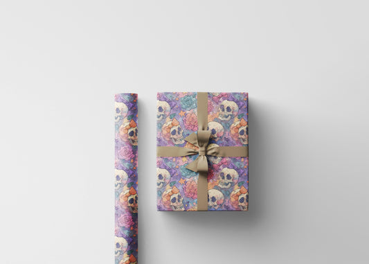 Pastel Goth Halloween Wrapping Paper Roll Watercolor Bats Ghost Skeleton Witchy Goth Desig-a553-40b4-8675-a175e13b2d38_3_wrapping_paper_fill