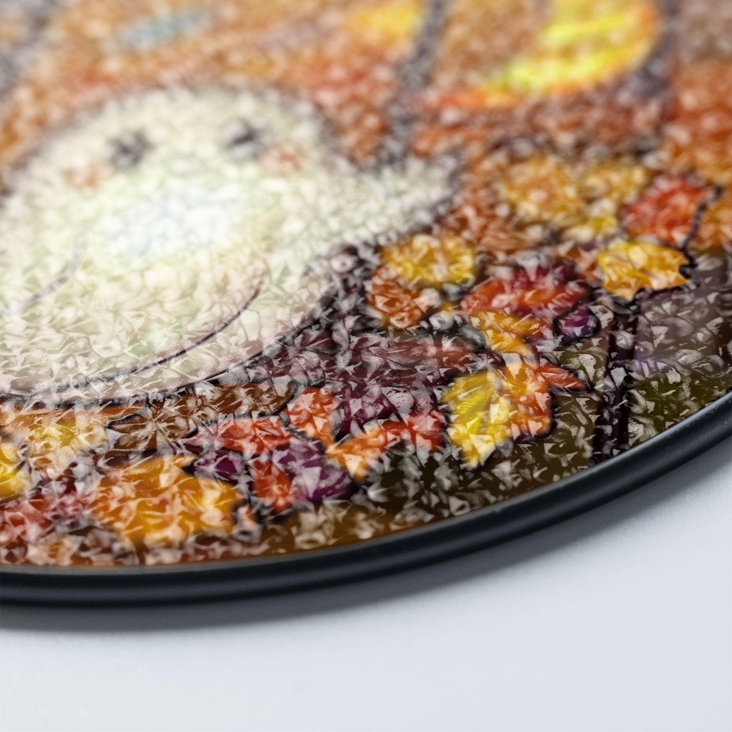 Ghost Stained Glass Suncatcher, Cute Halloween Window Hanging with Moon, Lantern and Autumn Leaves, Spooky Fall Home Decor Gift Idea