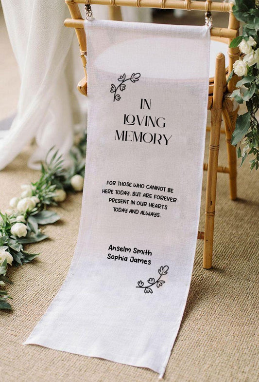 In Loving Memory Wedding Chair Sign, Custom Memorial Banner for Ceremony, Personalized Remembrance Seat Sign, Wedding Memorial Decor