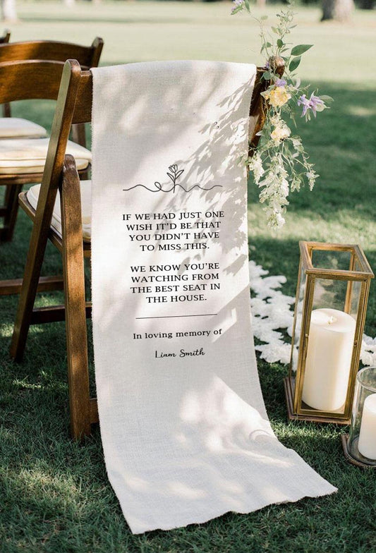 In Loving Memory Wedding Chair Sign, Best Seat in the House Banner, Personalized Memorial Ceremony Decor, Custom Wedding Tribute Sign