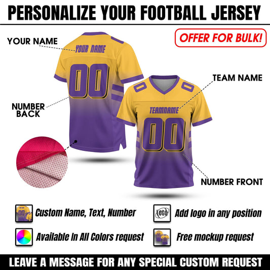 Custom Front Back Football Jersey Team Name number, Personalized Concert Outfit Football fan Gift for Adult Kid Short Sleeves V-Neck Shirt