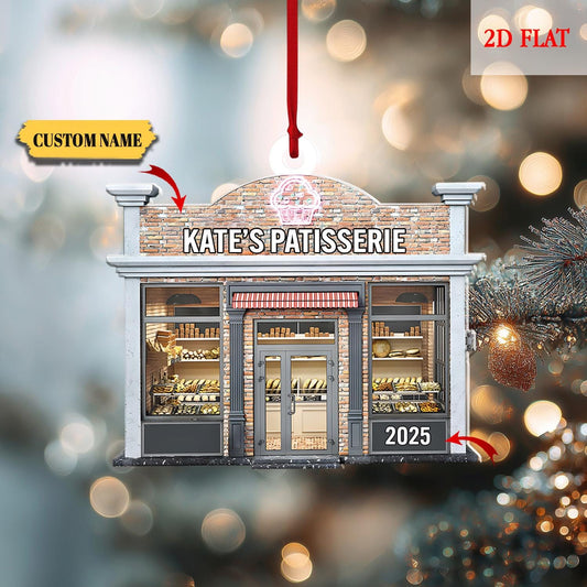 Personalized Bakery Keepsake Ornament, Christmas Hanging Decor, Gift for Baking Lovers, Gifts For Baker, Custom Name Bakery Ornament