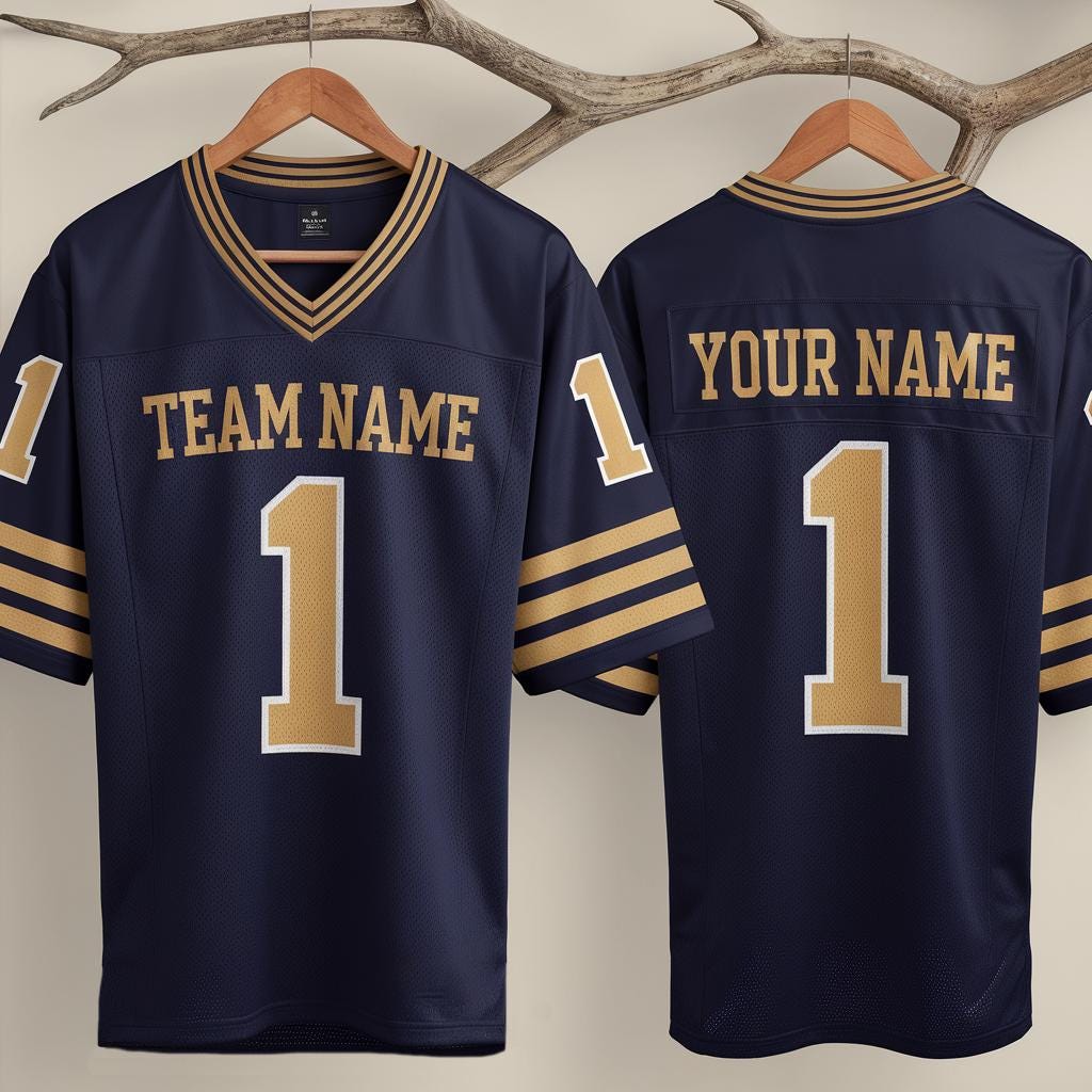 Personalized America Team Football Jersey, Navy Football Jersey With Team Name Number, America Football Jersey, Football Game Day Jersey