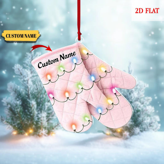 Personalized Chef Gloves 2D Flat Ornament, Custom Chef Gloves Ornament Love Kitchen, Christmas Gift For Master Chef Ornament, Bakers gitf