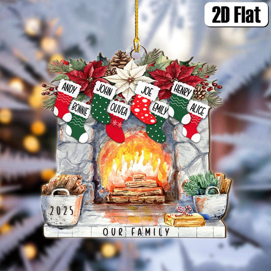 Personalized Christmas Stockings 2D Flat Ornament, Family Christmas Decoration, Family Name Ornament, Fireplace Decoration, Christmas Gift