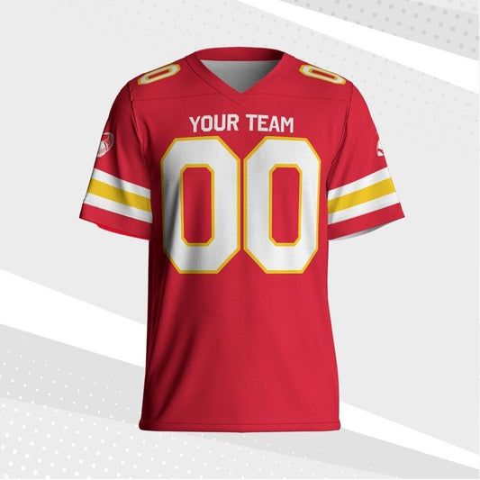 Personalized Chief Red Football Jersey, Custom Shirt For Adult Kid, Game Day Outfit For American Football Fan, Gift for Him, Gift for her