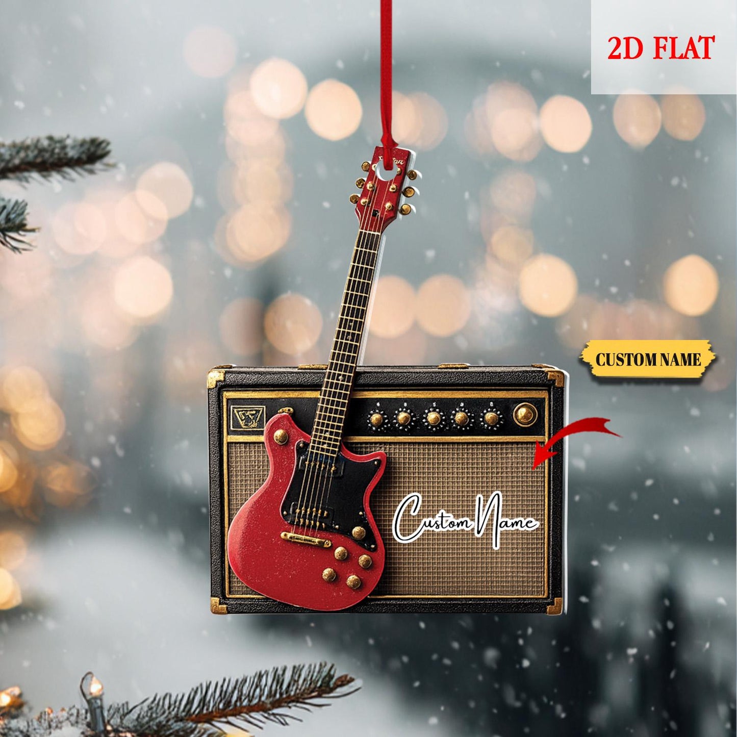 Personalized Electric Guitar Ornament, Guitar Christmas Decor, Custom Music Ornament, Rock and Roll Gift, Christmas Tree Hanging Ornament