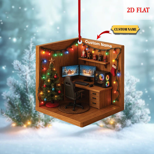 Personalized Name Dreamy Gaming Room 2D Flat Ornament, Gaming Acrylic Ornament, Video Game Ornament, Funny Gamer Gift, Gamming Room Ornament