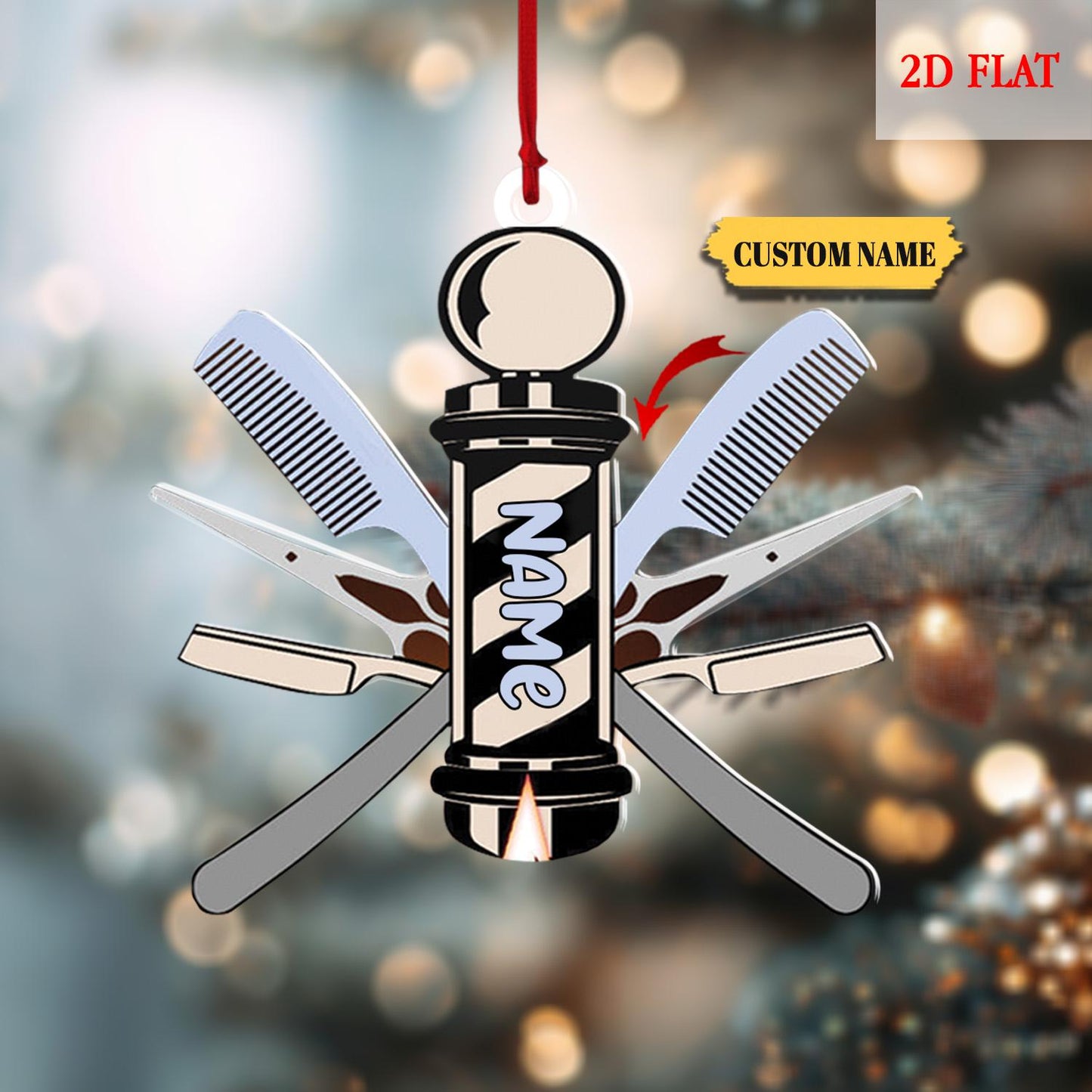 Personalized Name Hair Stylist Tool Christmas Ornament, Gift For Hairdresser Barber, Blessed Are The Hairstylists Custom Ornament