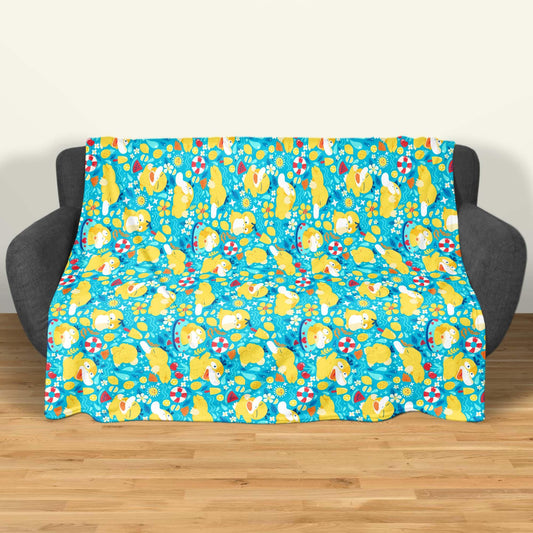 Psyduck Fleece Blanket, Cozy Throw Blanket for Bedroom and Living Room, Soft Cotton Family Blanket Gift, Psyduck Blanket Gifts