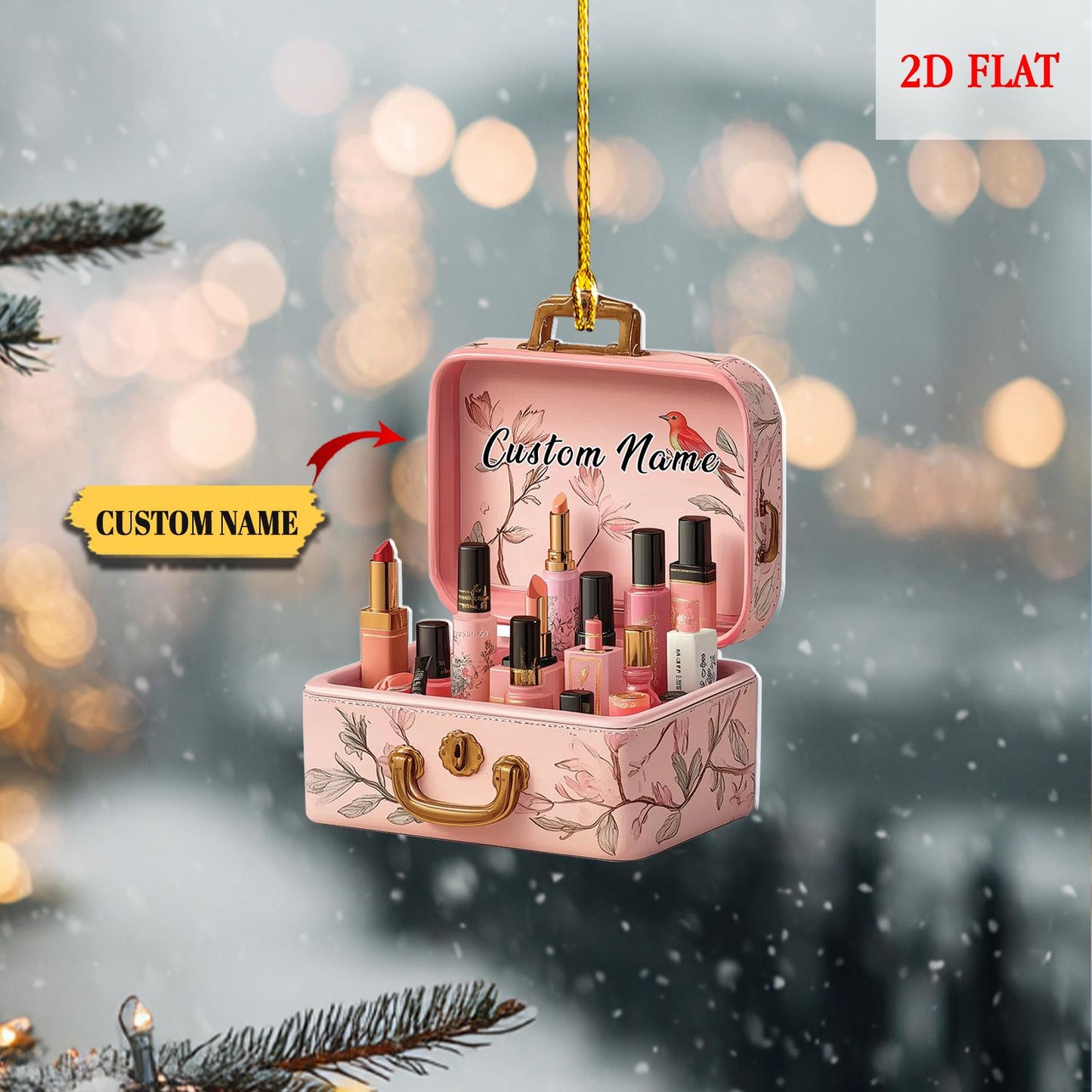 Personalized Makeup Box Ornaments, Makeup Artist Christmas Ornament Gift, Makeup Set Christmas Tree Decor Ornament , Makeup Gift for Girls