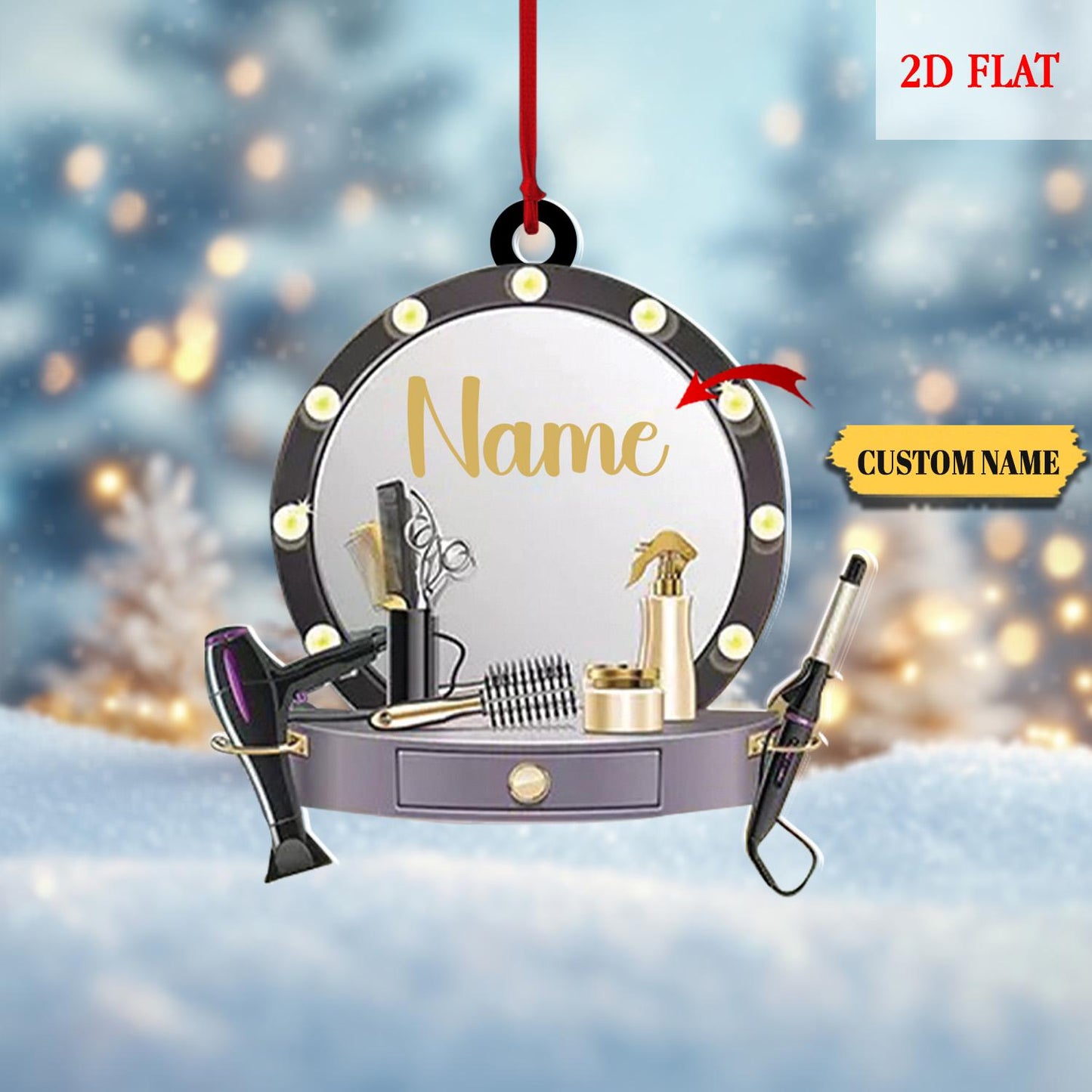Personalized Name Hairstylist Ornament, Hairslylist Tool Set Ornament, 2D Flat Hairdresser Barber Acrylic Ornament , Hairslylist Tool Set