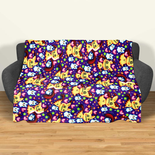 Mimikyu Fleece Blanket, Cozy Throw Blanket for Bedroom and Living Room, Home Decor Family Blanket, Mimikyu Blanket Gifts