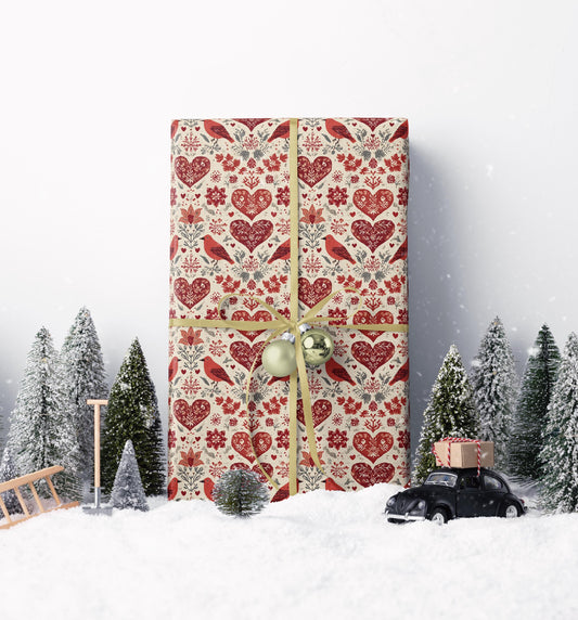 Scandi Christmas Wrapping Paper Winter Nordic Gift Wrap with Folk Elements Snowflakes and -42a9-4ab4-b4ce-df0d3945c003_0_wrapping_paper_fill