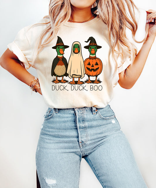 Comfort Colors® Duck Duck Boo Halloween Shirt, Halloween Duck Shirt, Trick Or Treat Spooky Season T-Shirt, Boo Hunting Season Shirt