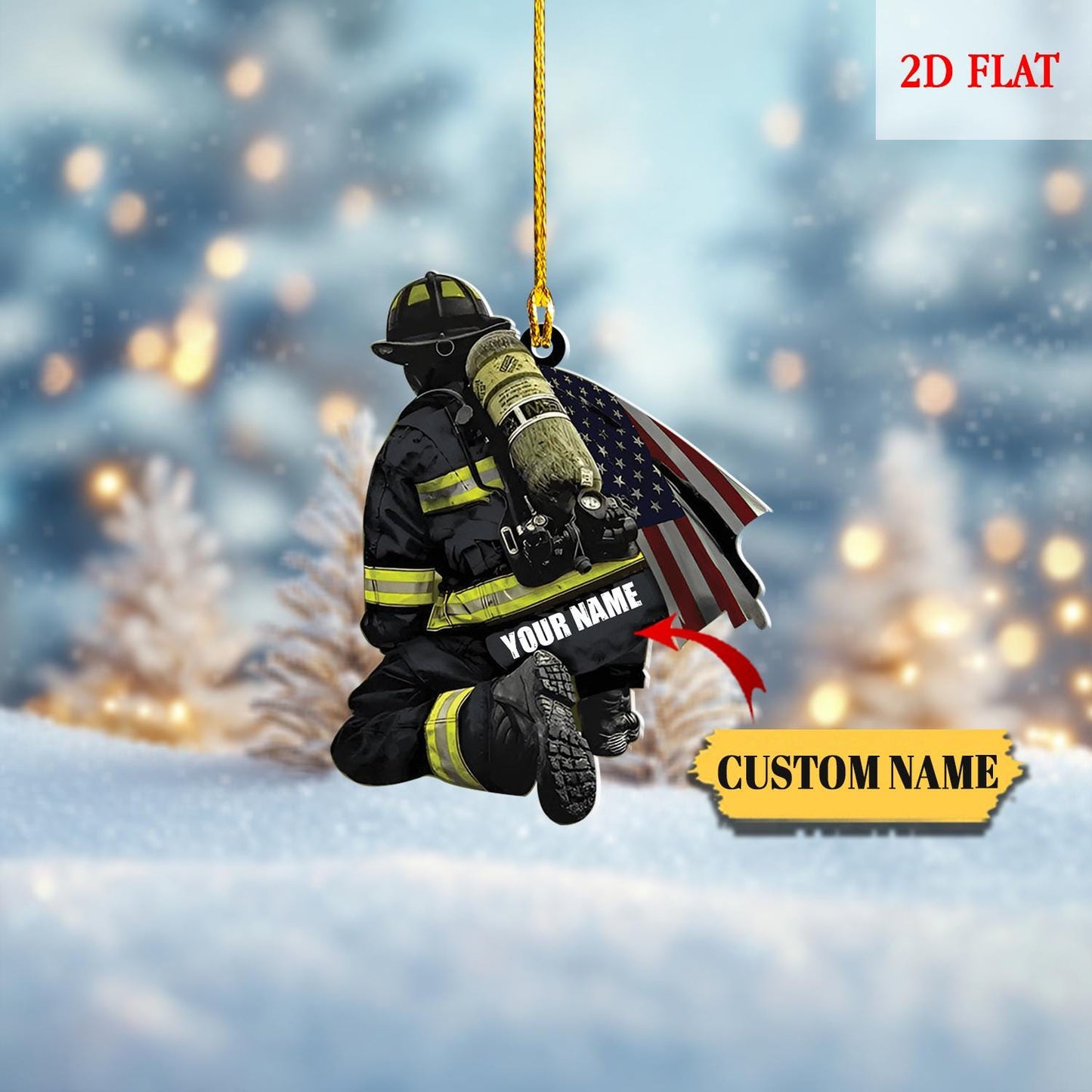Custom Firefighter On Duty Acrylic Ornament, Chirstmas Gift for Dad, Firefighter Christmas Gift, Firefighter Gear Keepsake, Christmas Gift