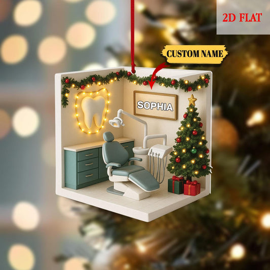 Personalized Dental 2D Flat Acrylic Ornament,Dentist Christmas Gift, Dental Assistant,Dental Hygienist, Dental Squad Ornament, Teeth Shakers
