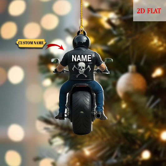 Personalized Biker Harley Motorcycle 2D Flat Acrylic Ornament,Motorcycle Lover Ornament, Biker Ornament, Motorcycle Biker Christmas Ornament