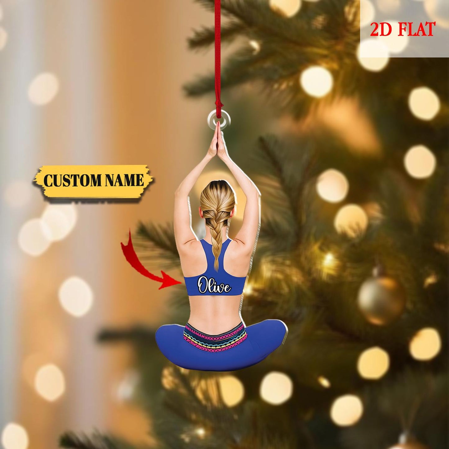 Personalized Yoga 2D Flat Acrylic Ornament, Gift For Yoga Lover, Meditator Acrylic Christmas Ornament, Gift For Yoga Lovers, Yoga Trainer