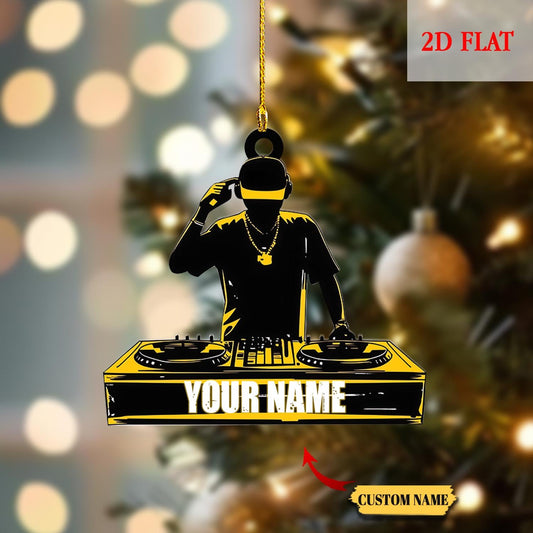 Personalized DJ Disc Jockey Christmas 2D Flat Acrylic Ornament, DJ Shaped Christmas Ornament, Ornament Christmas Gift For DJ Man