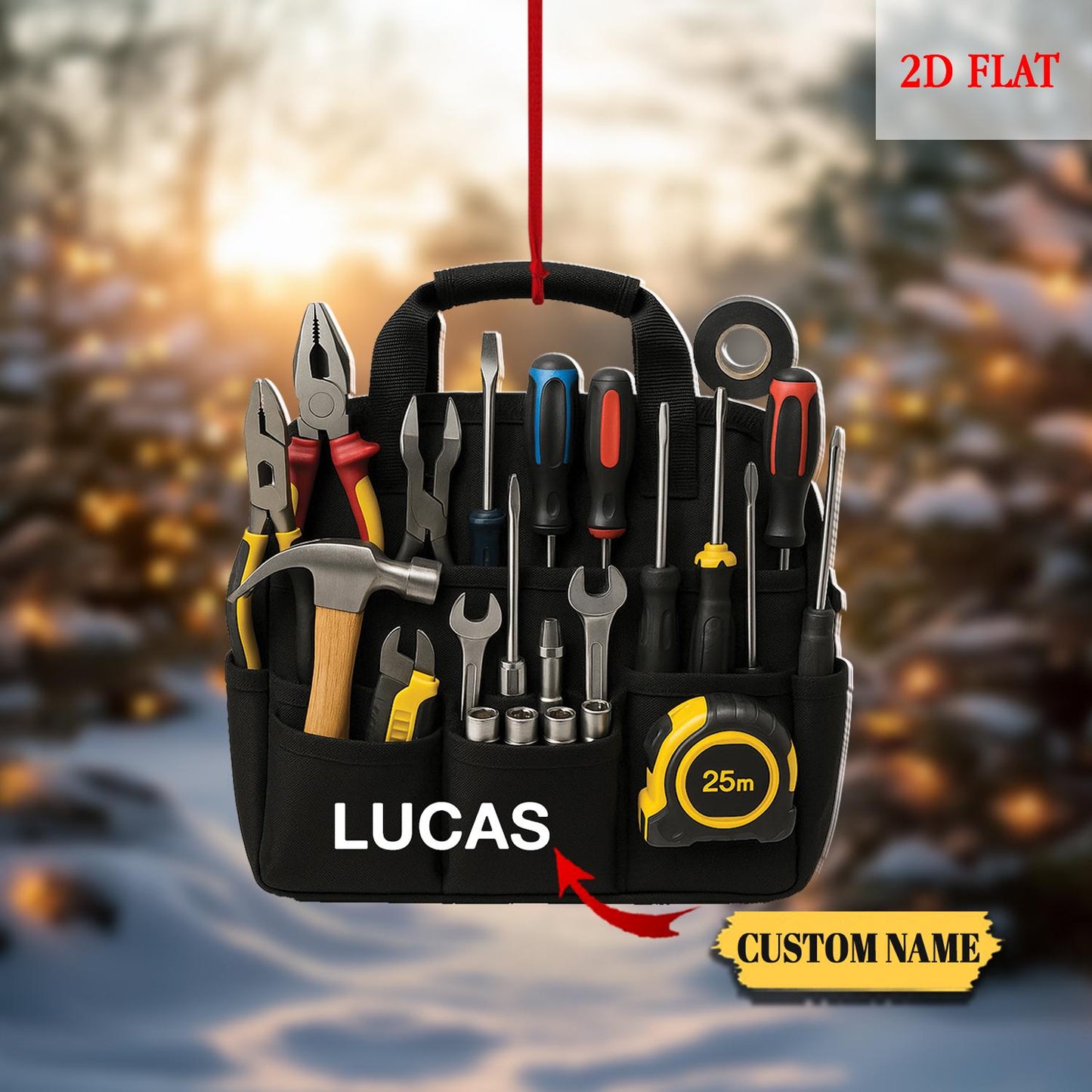 Personalized Tools Belt Bag 2D Flat Acrylic Ornament, Handyman Ornament, Gift For Engineer, Christmas Gift For Mechanic, Engineer gift