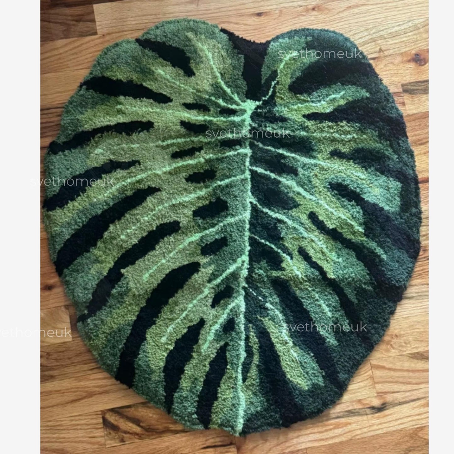 Monstera Rug - Fluffy Monstera Rug - Tufted Monstera Rug - Bedroom Rug - Bath Rug - Housewarming Gift - Washable Rug - Home Decor -Green Rug