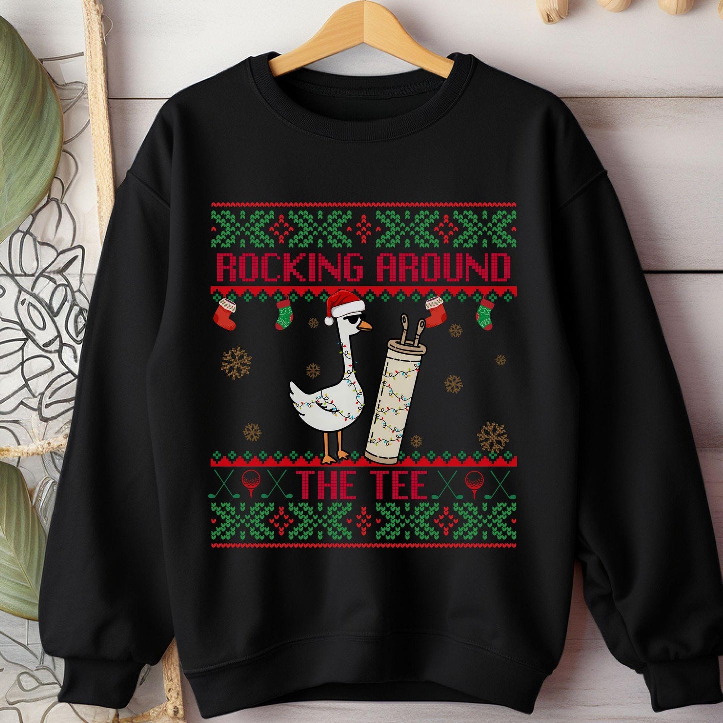 Rockin' Around the Christmas Tree Shirt Silly Goose Sweatshirt Golf Ugly Sweater Secret Santa Gift Ideas Ugly Sweater Party