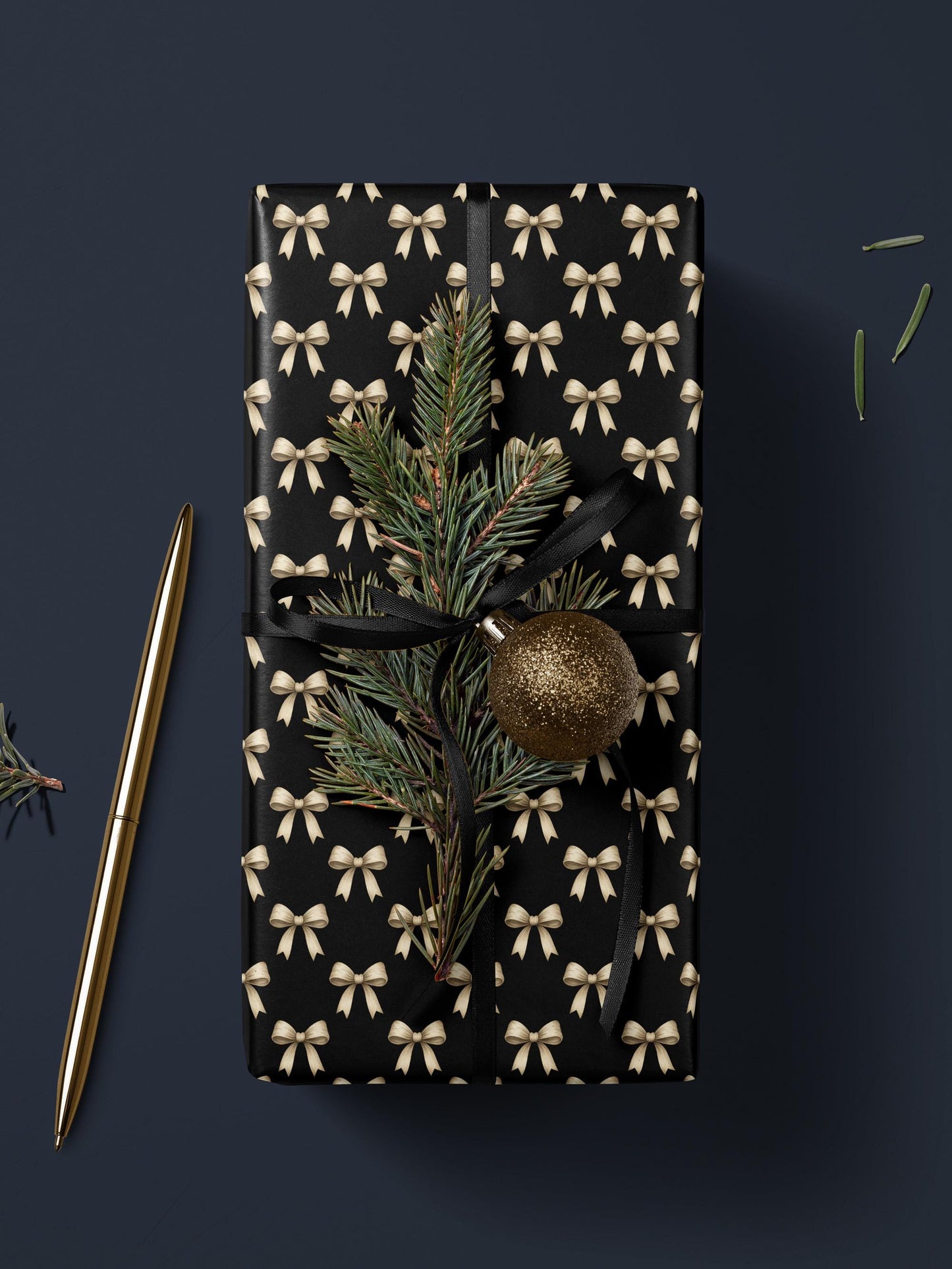 Classy Wrapping Paper Black Bow Gift Wrap Chic Wrapping Paper Wedding Gift for Her Birthday Present Bachelorette Gift Idea for Bridesmaid