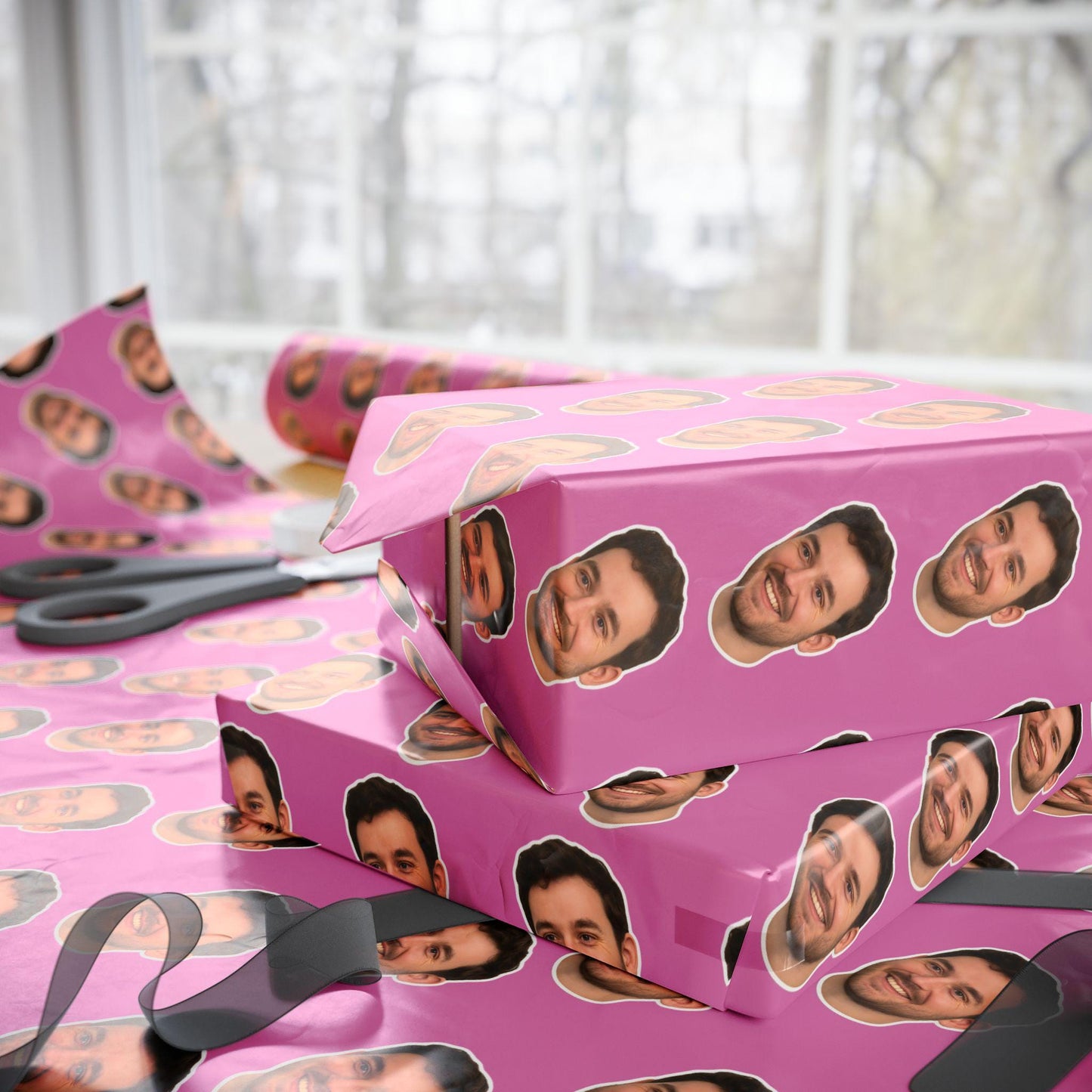 Personalized Wrapping Paper, Funny Gift for Boyfriend, Custom Face Print Gift Wrapping Paper, Unique Birthday Wrap, Gift for Girlfriend