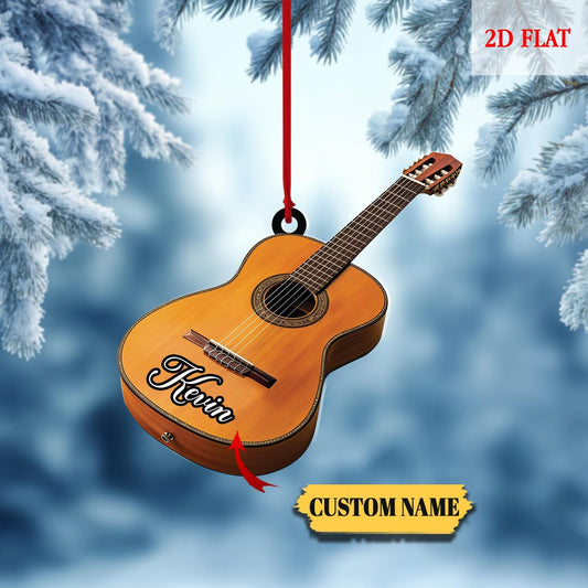 Personalized Guitar 2D Flat Ornament,Christmas Gift for Music Lovers, Guitar Players,Rock and Roll Gift, Christmas Hanging Ornament