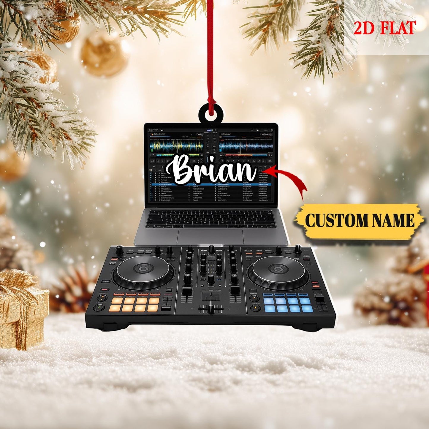 Personalized Pioneer DJ Flat 2D Ornament, Custom Name DJ Christmas Tree Ornament, Music Dj Ornament, Christmas Gift for DJ, Boyfriend