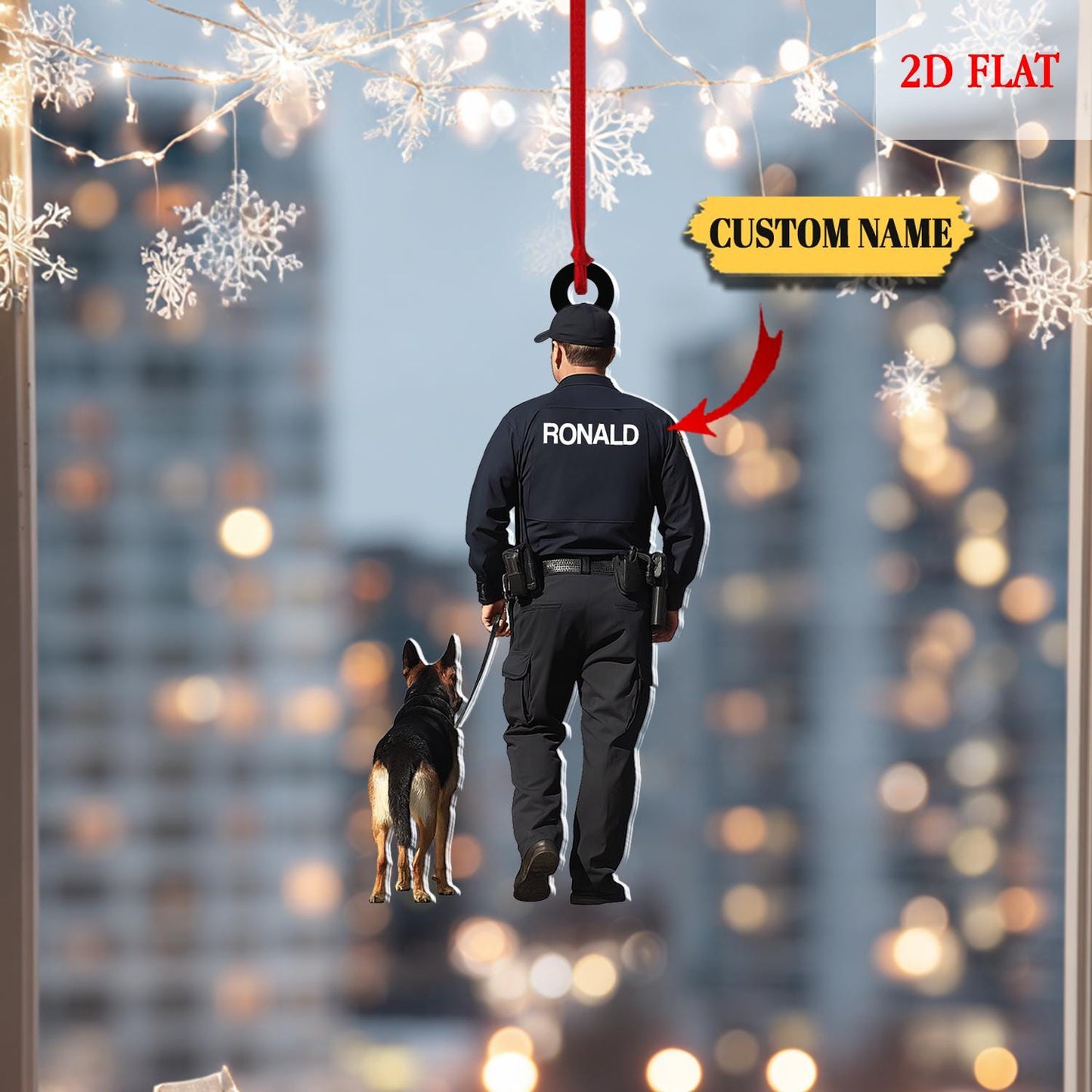 Personalized Police Dog Trainer Squad Ornament, Police Lovers Ornament, Gift For Police, Xmas Tree Hanging Decoration, Gift for Dad, Husband