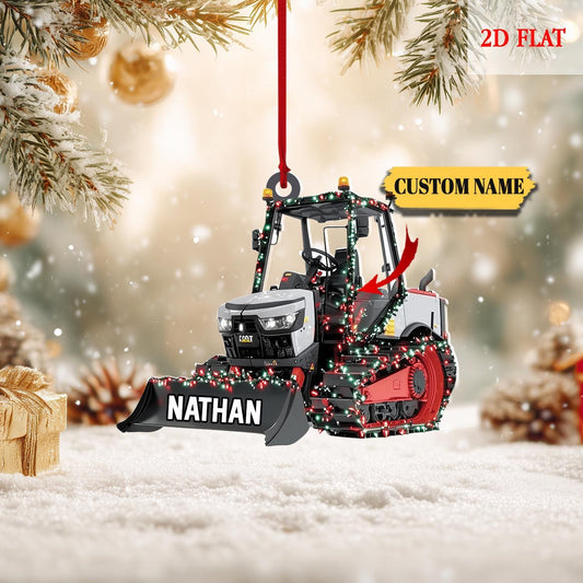 Personalized Wheel Loader Vehicles Equipment 2D Flat Acrylic Ornament, Christmas 2025 Ornament, Backhoe Loader Vehicles Ornament