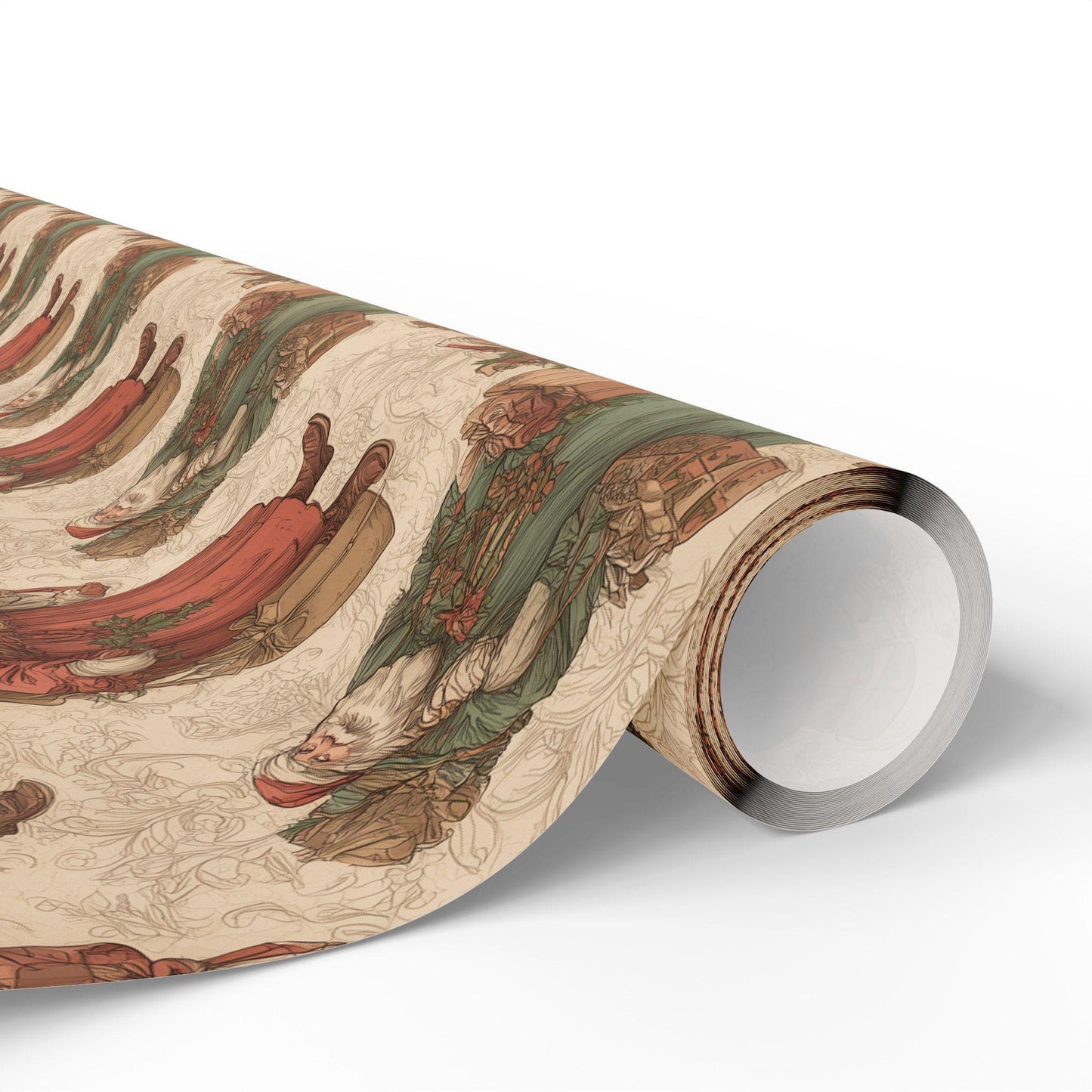 Vintage Santa Christmas Toile Wrapping Papers, Holiday Gift Wrap, Christmas Gift Wrap Roll, Victorian Gift Wrap Paper, Santa Claus Pattern