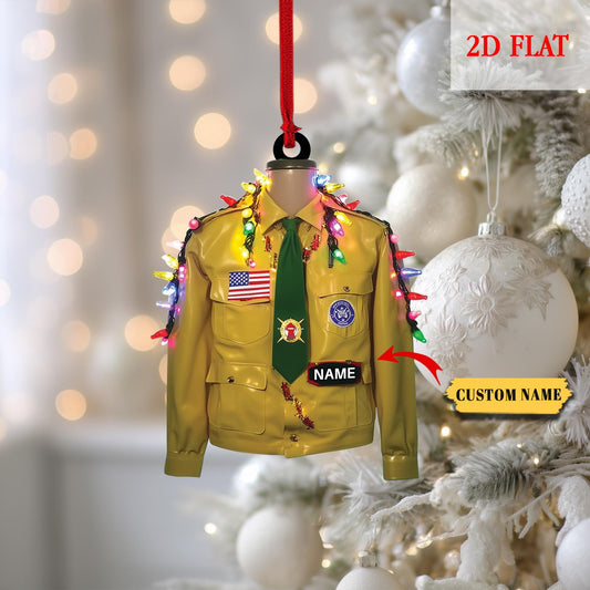 Personalized 2 Flatted Boy Scout Of America Uniform Christmas Ornament, Scout Shirt Keepsake, Holiday Gift for Scouts, Cub Scouts Gift
