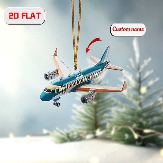 Custom Airplane Ornament, Personalized Pilot Christmas Decoration, Unique Aviation Holiday Gift, Custom Name Flight Attendant Ornament