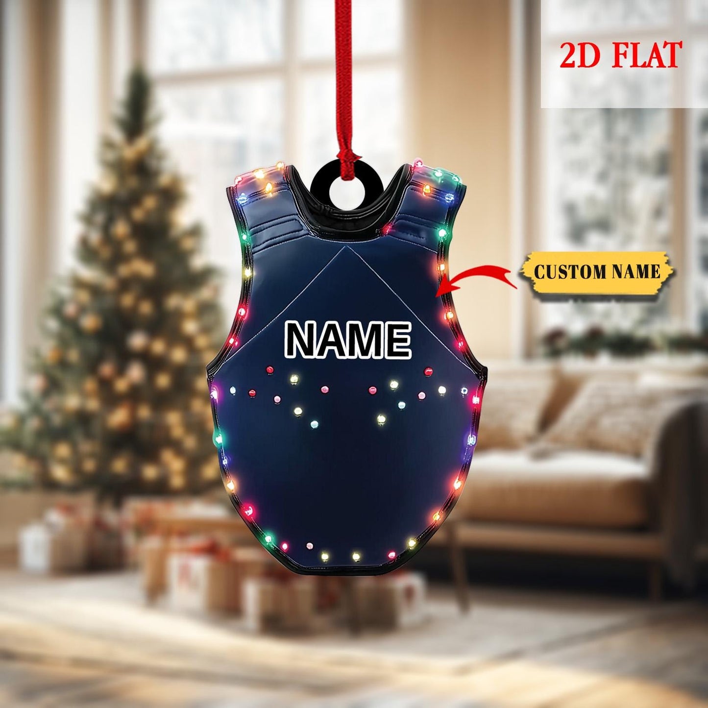 Personalized Taekwondo 2D Flat Ornament, Taekwondo Sparring Gear Christmas Ornament, Gift for Taekwondo Lover, Taekwondo Gear Ornament