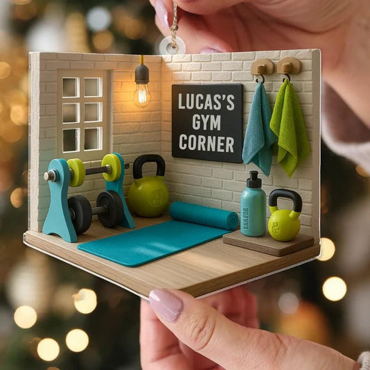Personalized Gym Ornament 2025 - Custom Fitness Room Christmas Decoration - Home Workout Ornament - Gym Lover Holiday, 2D flat ornament