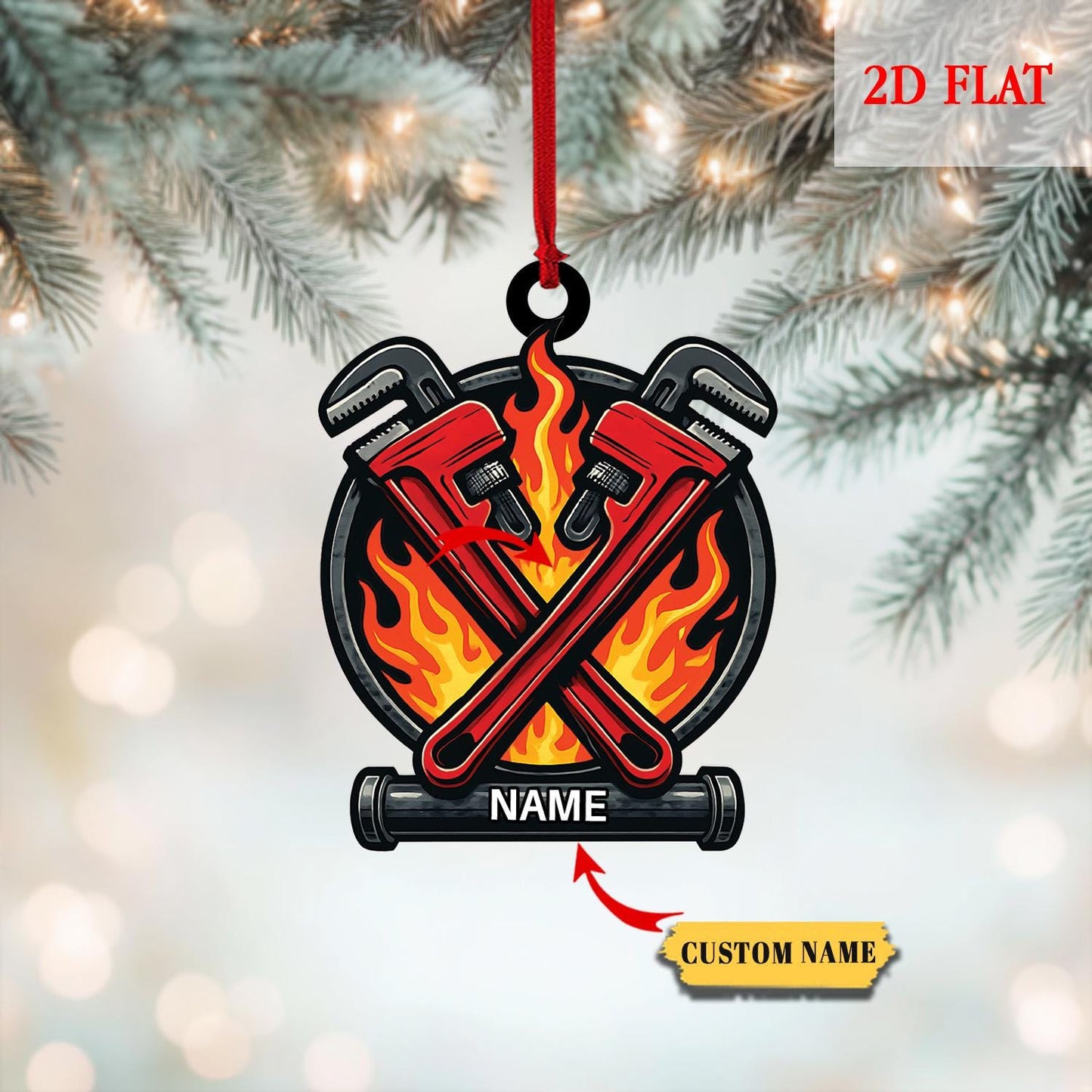 Personalized Fire Hammer 2D Flat Acrylic Ornament, Fire Hero Uniform,Firefighter Christmas Gift, Fire Hammer Gear Keepsake, Gift For Fireman