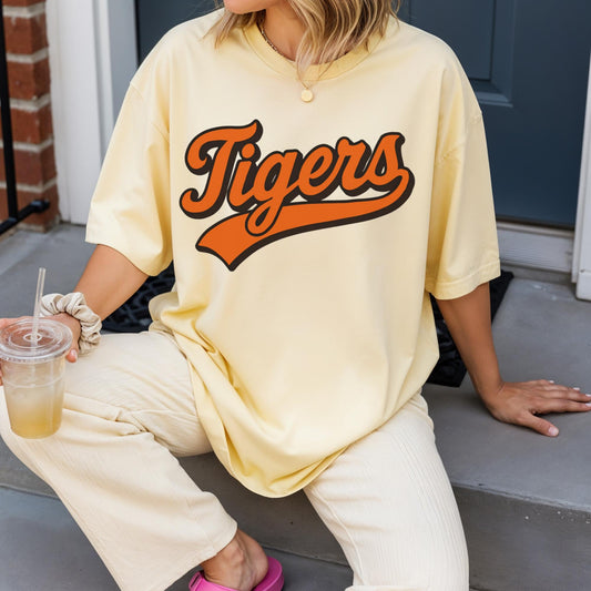 Comfort Colors Tigers Mascot T-Shirt Unisex School Spirit Tee Vintage Distressed Tigers Shirt Sports Team Fan Apparel Game Day T-Shirt